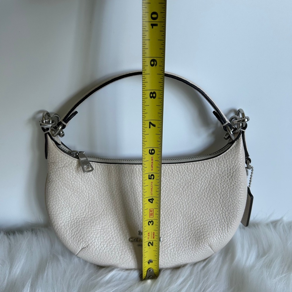 Coach Mini Payton Chalk White Pebbled Leather Hobo Bag Good - Picture 9 of 10